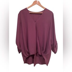 West Kei Plum Draped Blouse